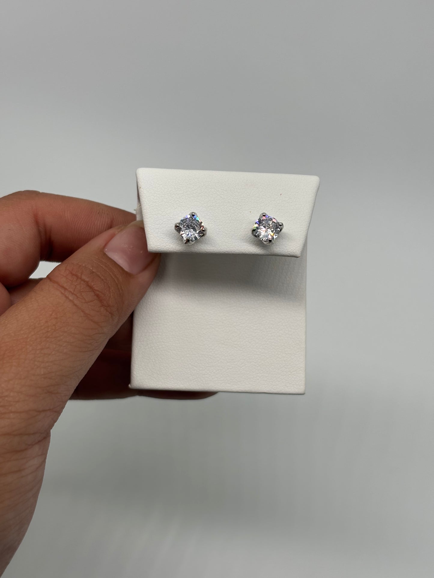 S925 Petal Prong CZ Stud Earrings