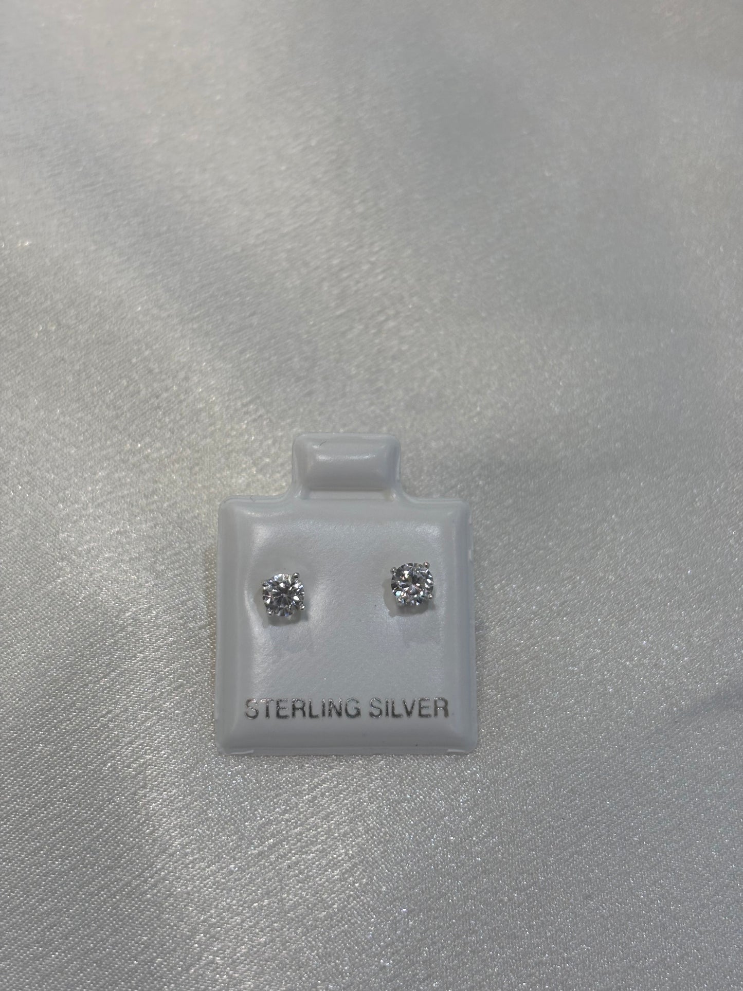 Sterling Silver CZ Round Solitaire Studs