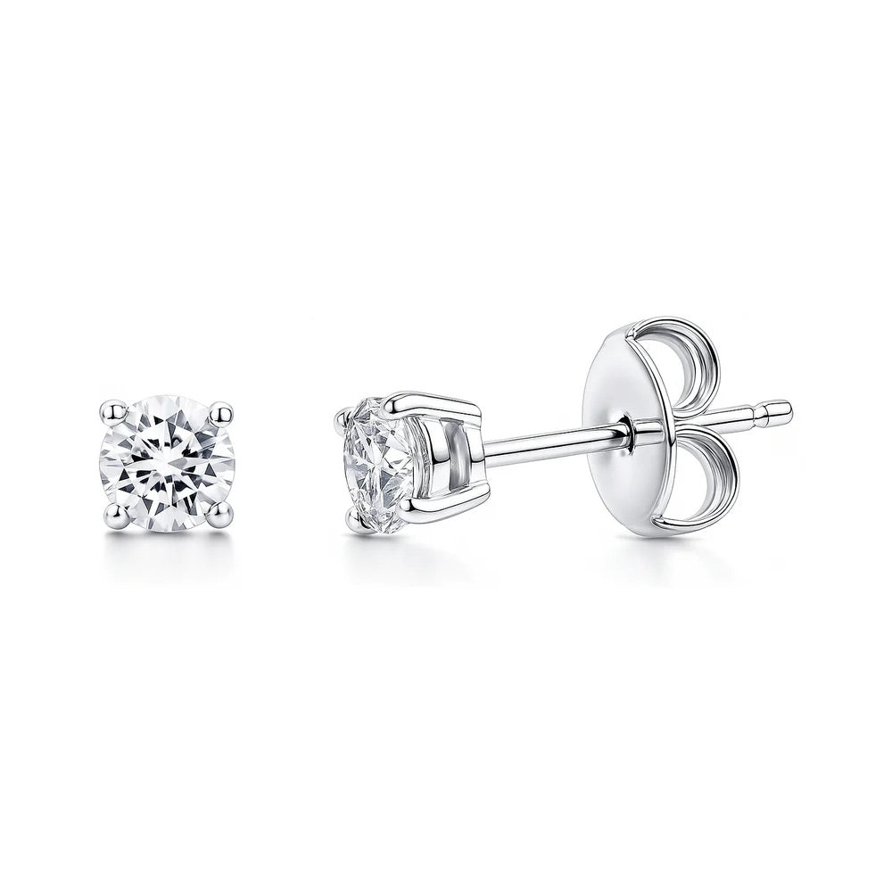 Sterling Silver CZ Round Solitaire Studs