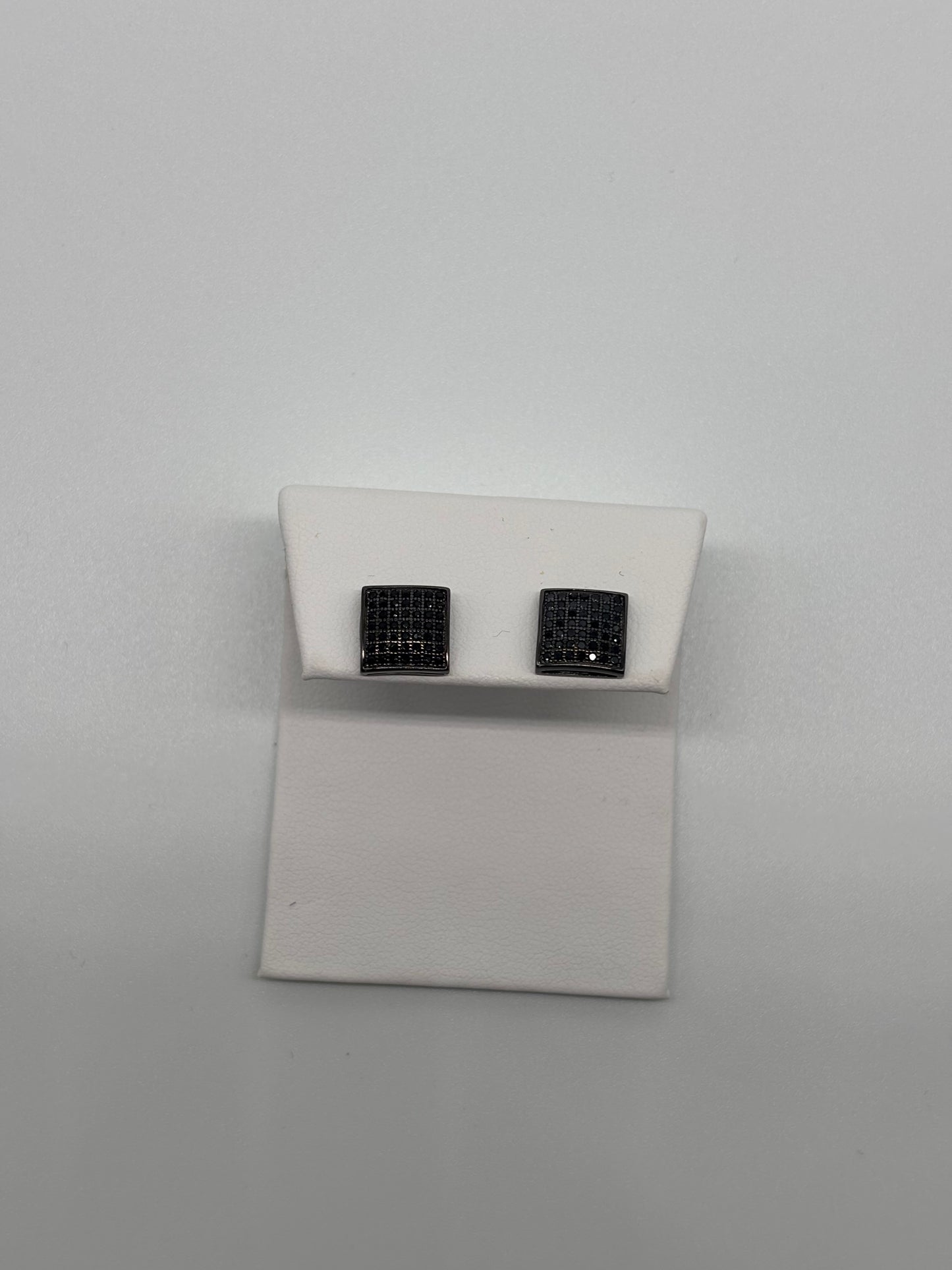 CZ Micro Pave S925 Black Stud Earrings