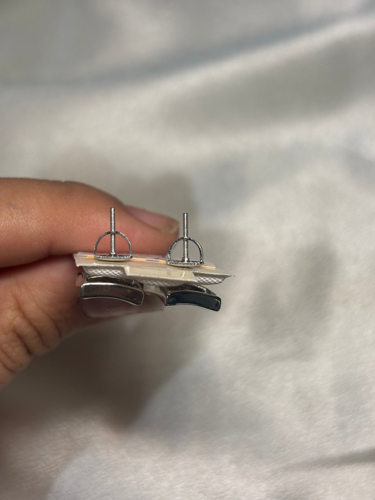 Concave Square CZ Stud Earrings in Sterling Silver