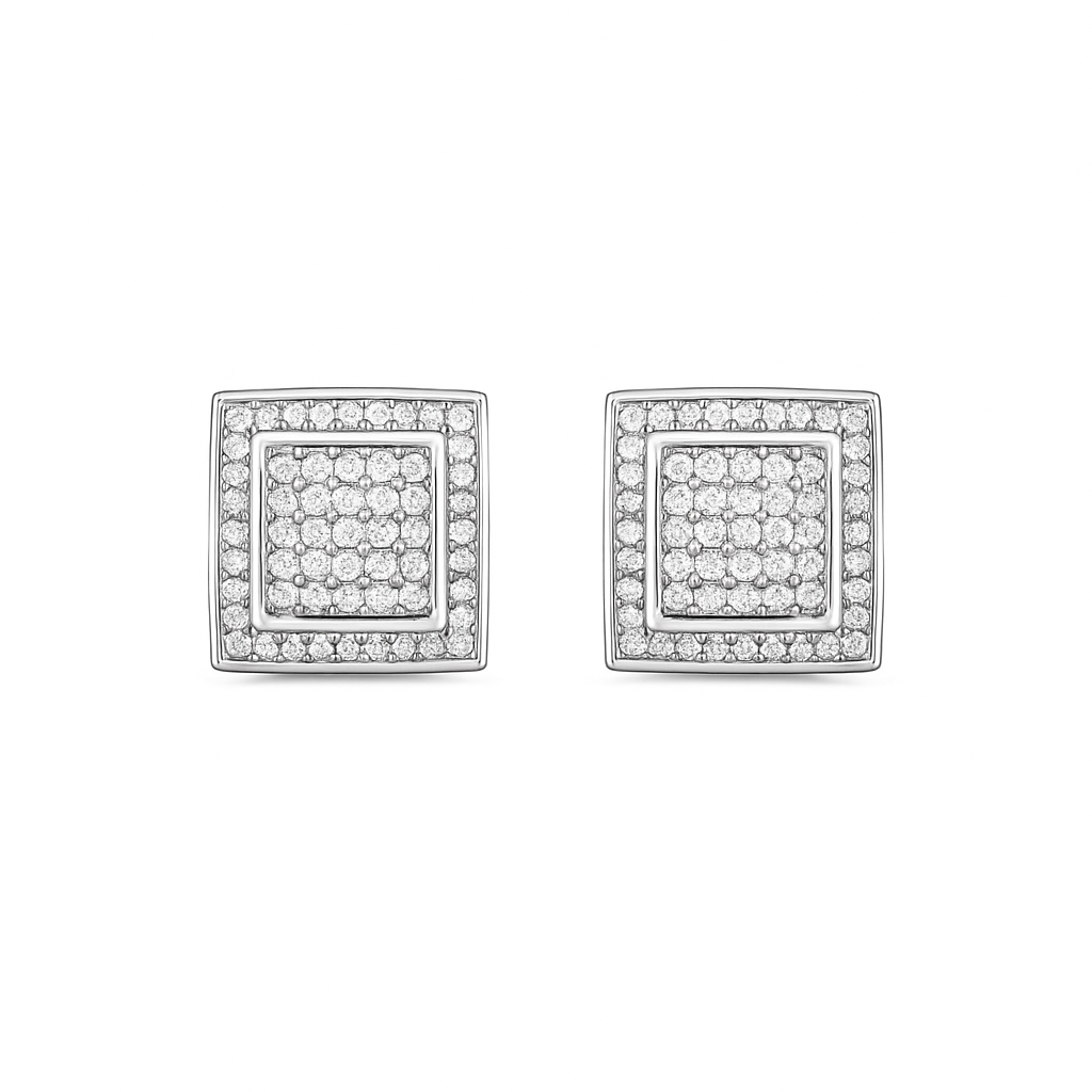 Iced Square S925 Stud Earrings