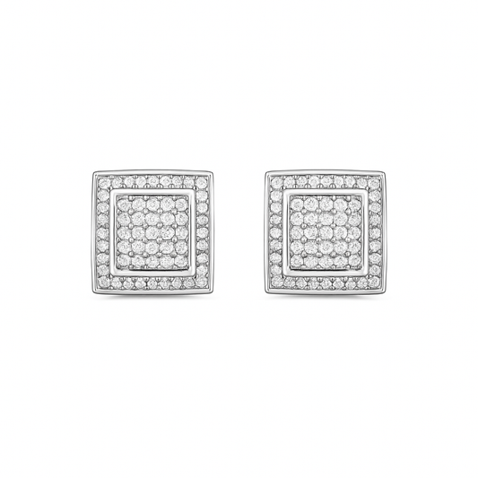 Iced Square S925 Stud Earrings
