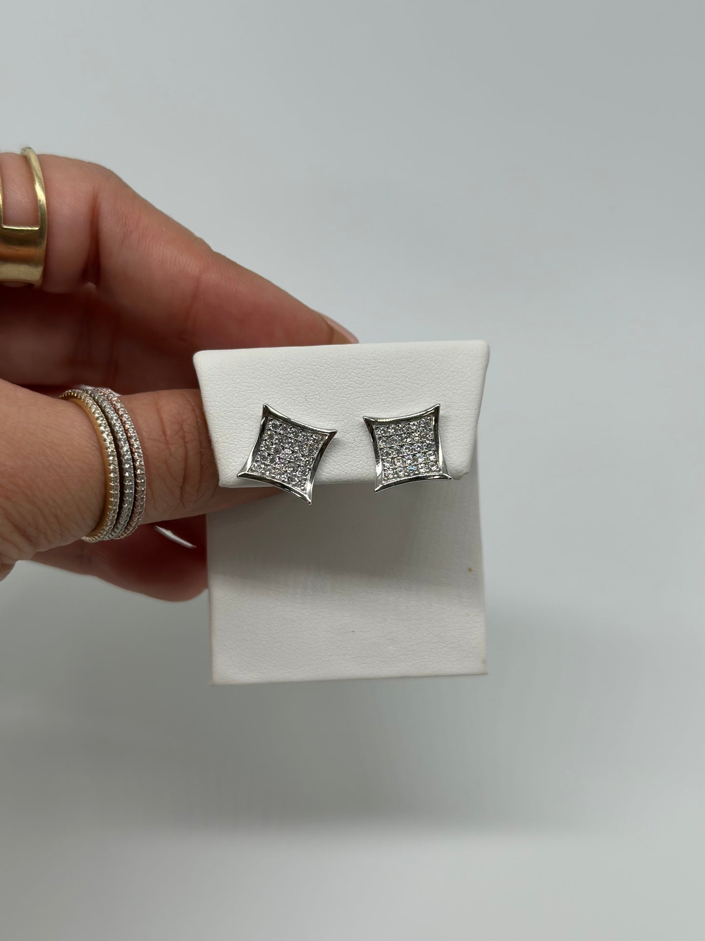 S925 Concave CZ Kite Studs