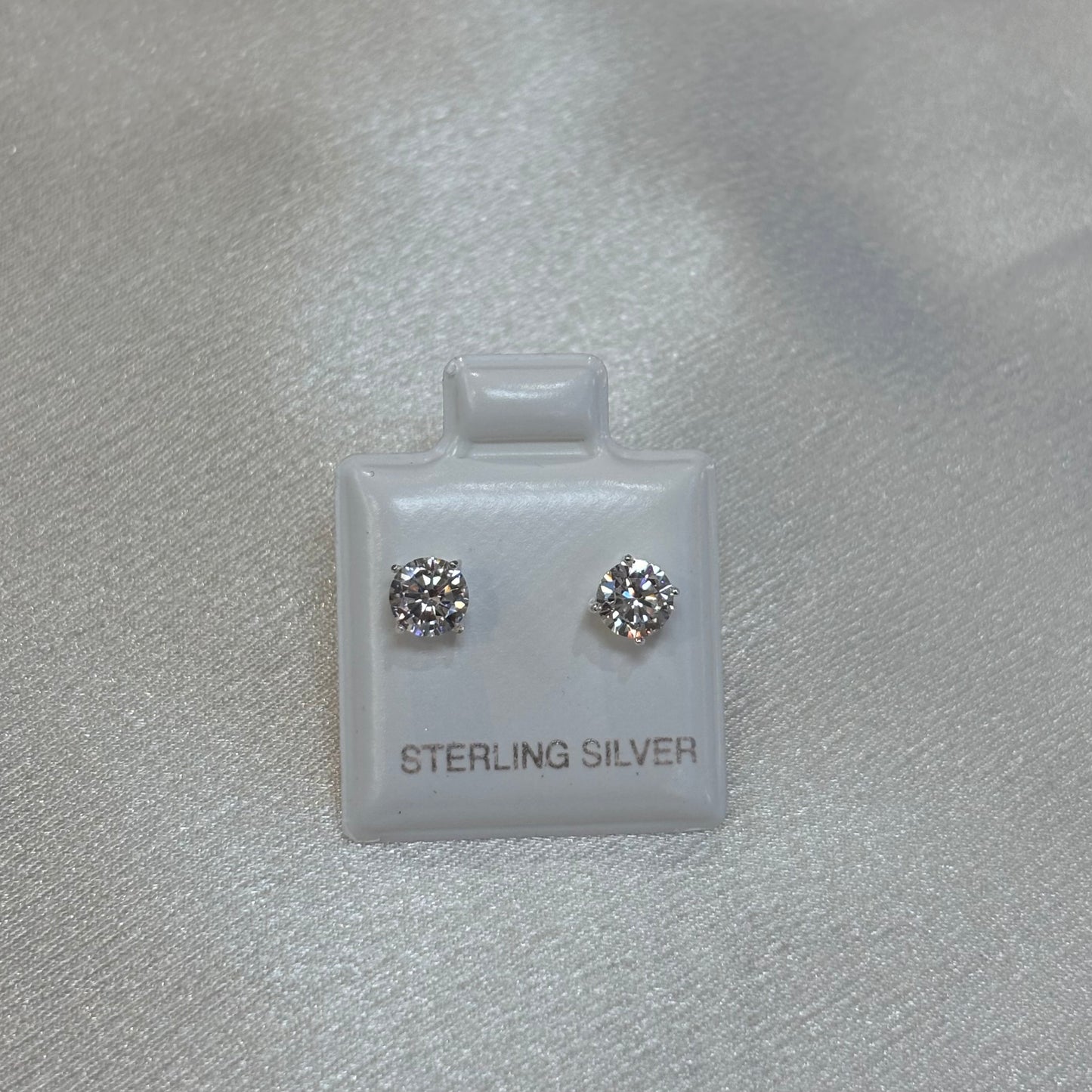 Sterling Silver CZ Round Solitaire Studs