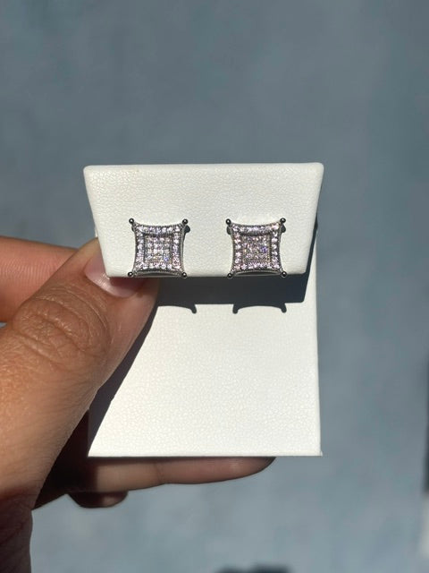 CZ Diamond S925 Kite-Framed Stud Earrings