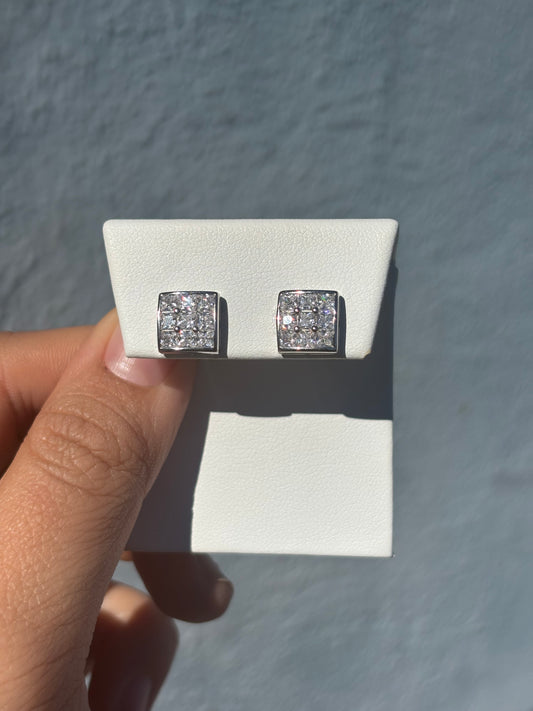 CZ Princess Cut Dome S925 Stud Earrings