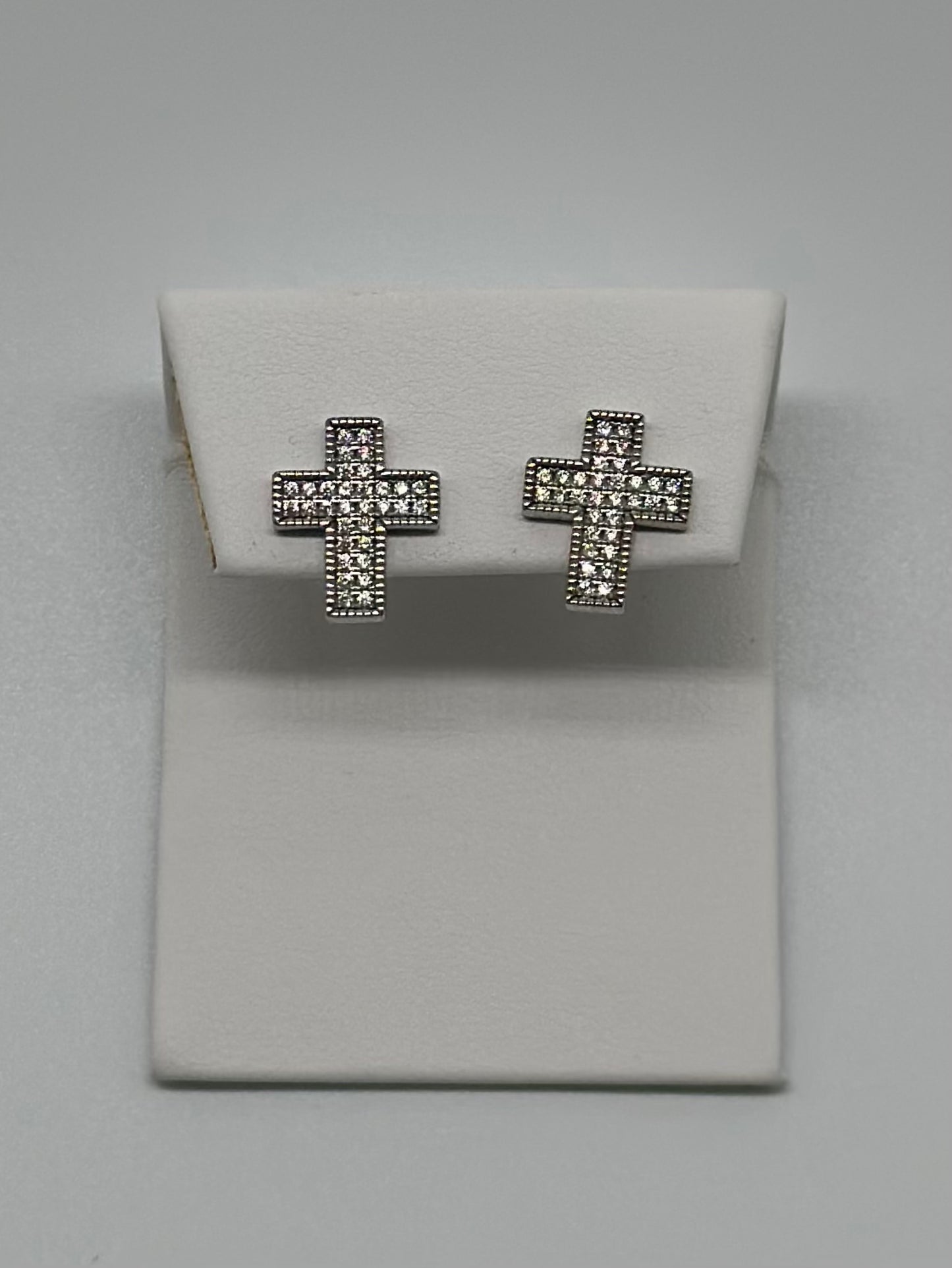 S925 CZ Pavé Cross Studs