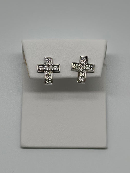 S925 CZ Pavé Cross Studs